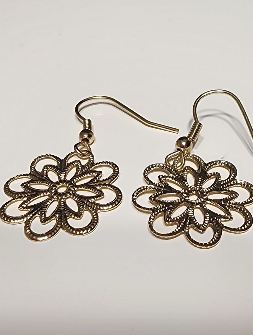 Gold Floral Dangle Earrings - Women Jewelry